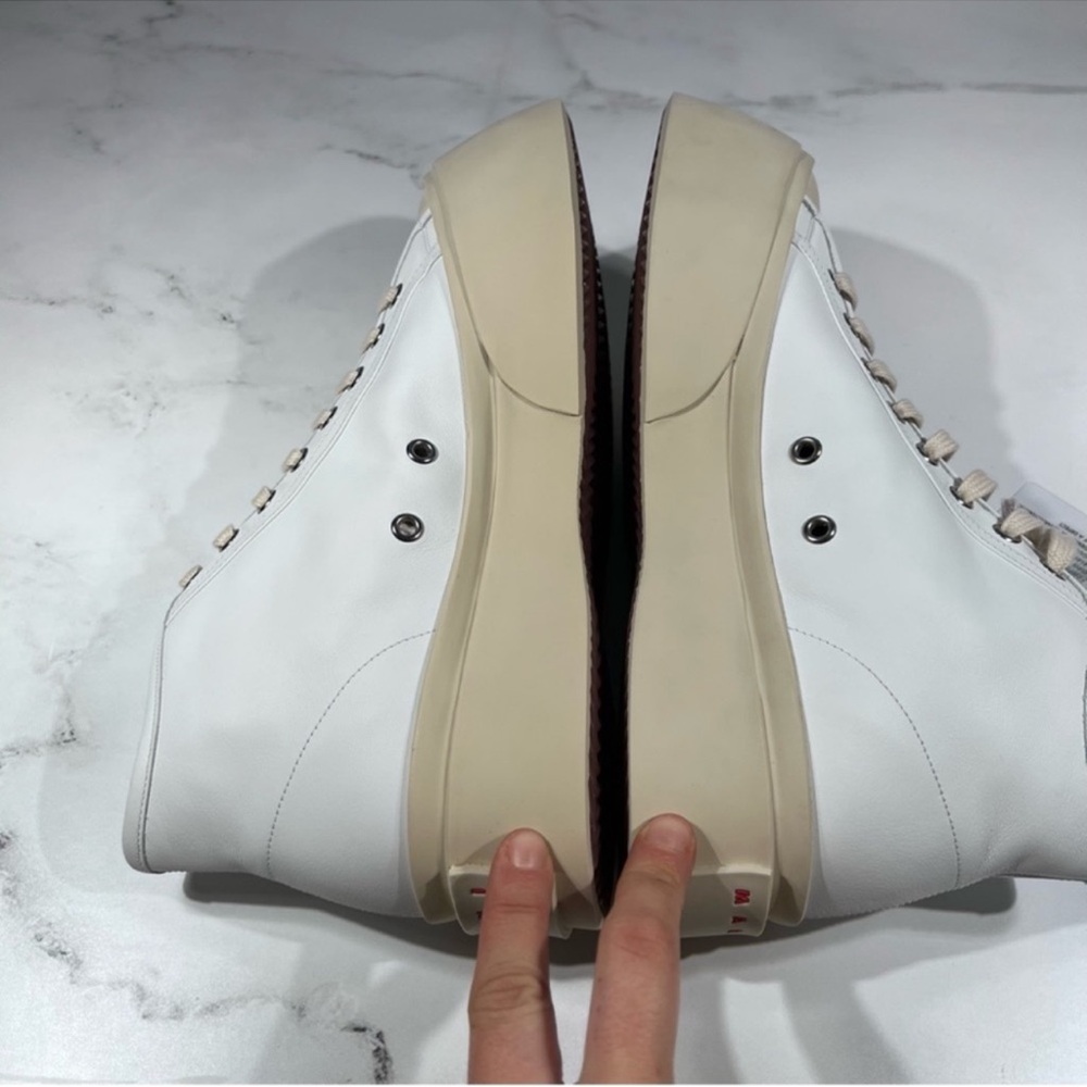 Marni Pablo High Top Logo White Leather Sneakers - Picture 7 of 12